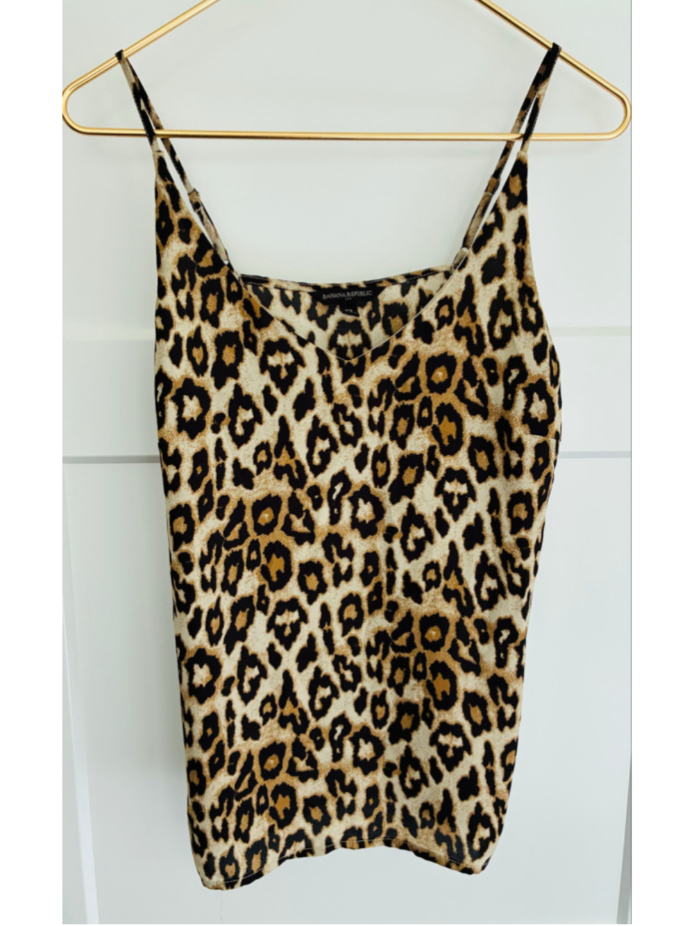 Banana Republic satin Leopard Print Cami Top, Size XS, Beige and Black